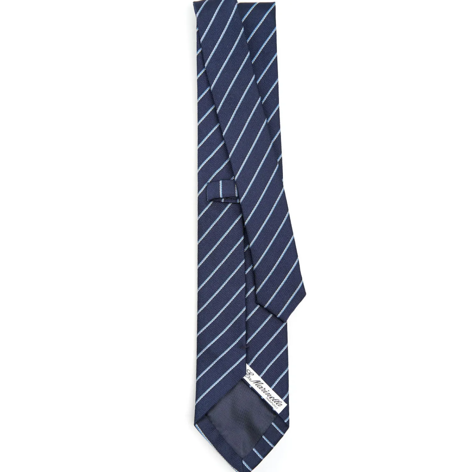 E.Marinella CRAVATTE|Cravatte Regimental E Rigate|CRAVATTA RIGATA IN SETA BLU SCURO Righe azzurre