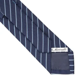 E.Marinella CRAVATTE|Cravatte Regimental E Rigate|CRAVATTA RIGATA IN SETA BLU SCURO Righe azzurre