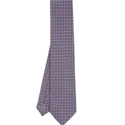 E.Marinella CRAVATTE|Cravatte In Seta Stampata|CRAVATTA SARTORIALE CLASSICA IN SETA BLU SCURO Microfantasia fiore