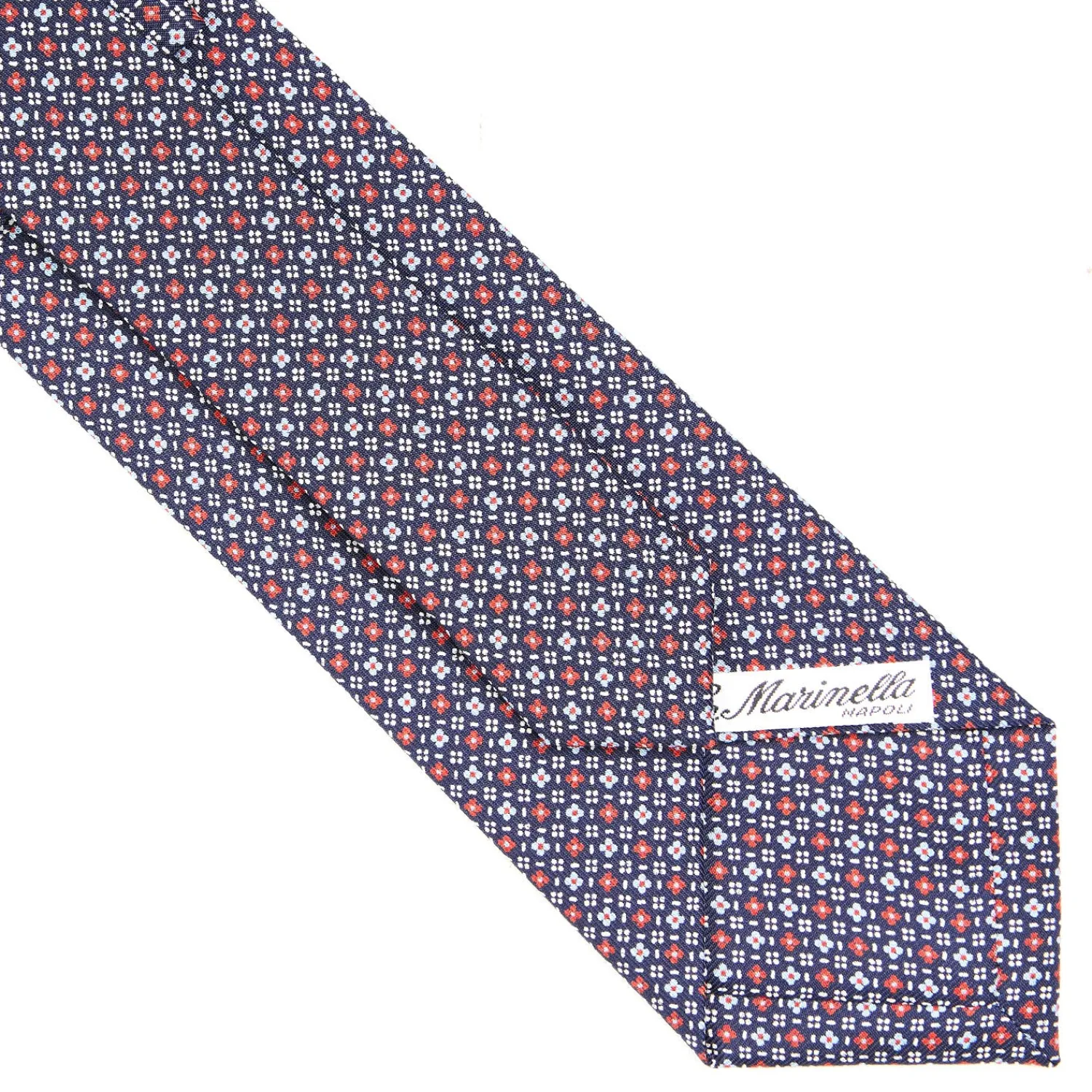 E.Marinella CRAVATTE|Cravatte In Seta Stampata|CRAVATTA SARTORIALE CLASSICA IN SETA BLU SCURO Microfantasia fiore