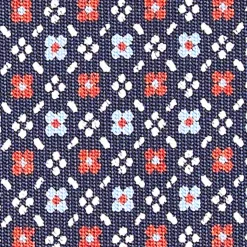 E.Marinella CRAVATTE|Cravatte In Seta Stampata|CRAVATTA SARTORIALE CLASSICA IN SETA BLU SCURO Microfantasia fiore