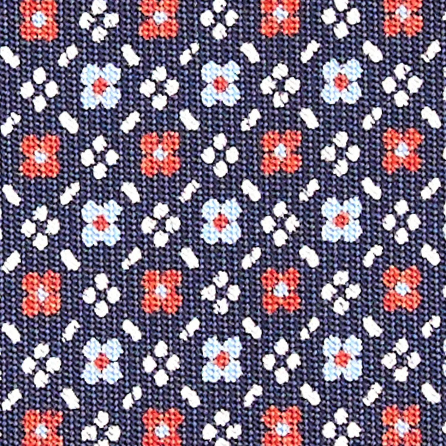 E.Marinella CRAVATTE|Cravatte In Seta Stampata|CRAVATTA SARTORIALE CLASSICA IN SETA BLU SCURO Microfantasia fiore