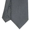 E.Marinella CRAVATTE|Cravatte In Seta Stampata|CRAVATTA SARTORIALE CLASSICA IN SETA BLU SCURO Microfantasia geometrica