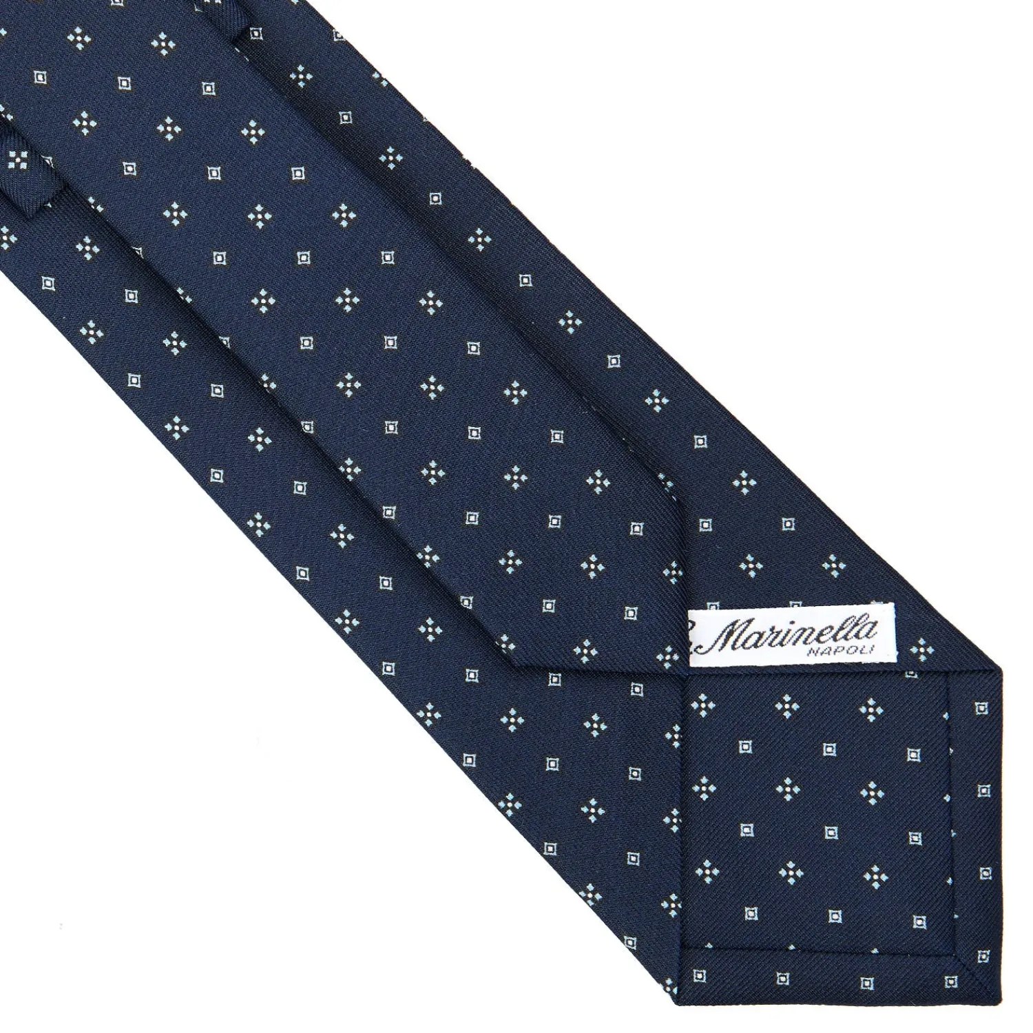 E.Marinella CRAVATTE|Cravatte In Seta Stampata|CRAVATTA SARTORIALE CLASSICA IN SETA BLU SCURO Microfantasia fiore