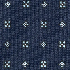 E.Marinella CRAVATTE|Cravatte In Seta Stampata|CRAVATTA SARTORIALE CLASSICA IN SETA BLU SCURO Microfantasia fiore