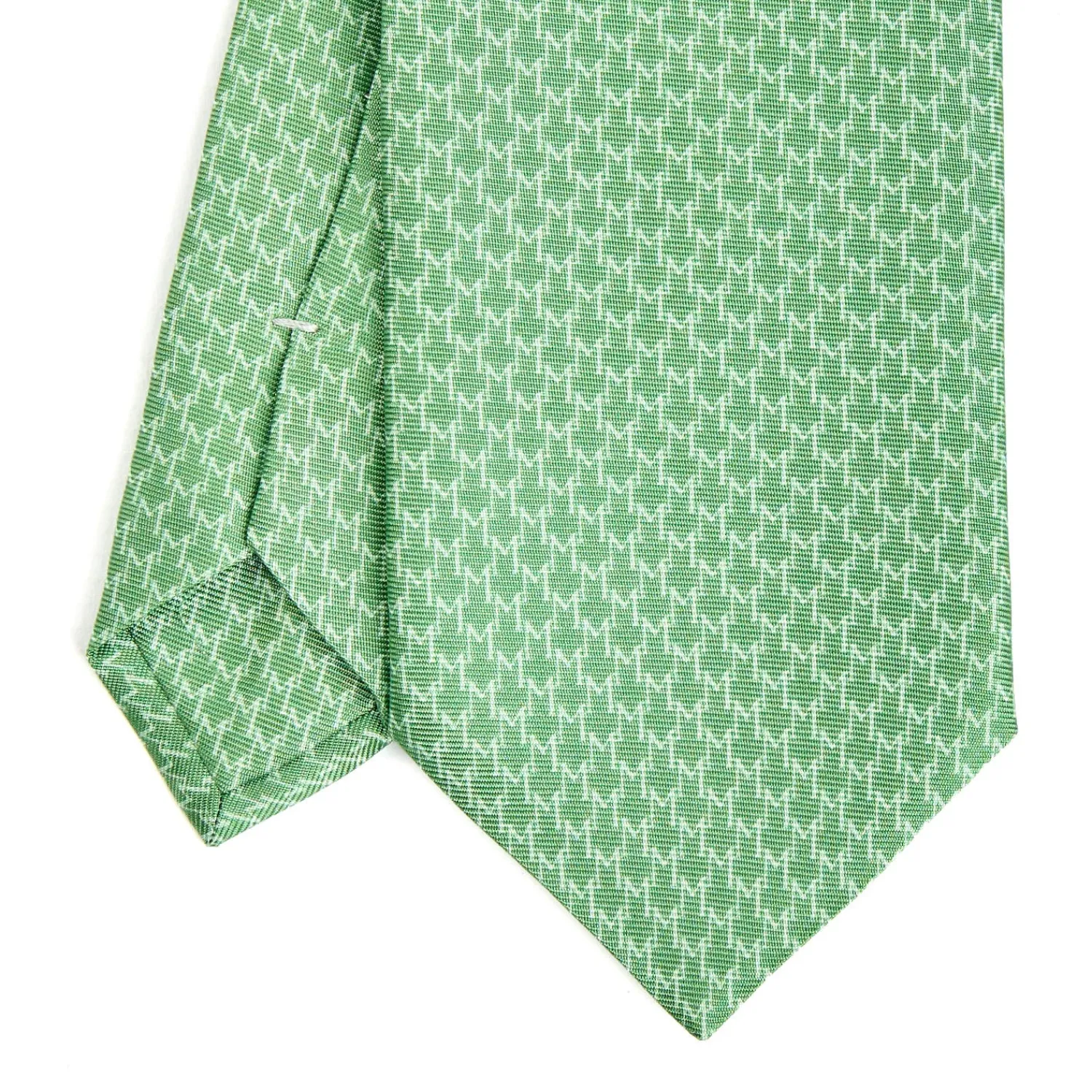 E.Marinella CRAVATTE|Cravatte In Seta Stampata|CRAVATTA SARTORIALE CLASSICA IN SETA VERDE Microfantasia m geometrica