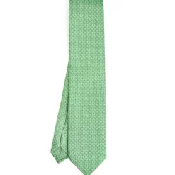 E.Marinella CRAVATTE|Cravatte In Seta Stampata|CRAVATTA SARTORIALE CLASSICA IN SETA VERDE Microfantasia m geometrica