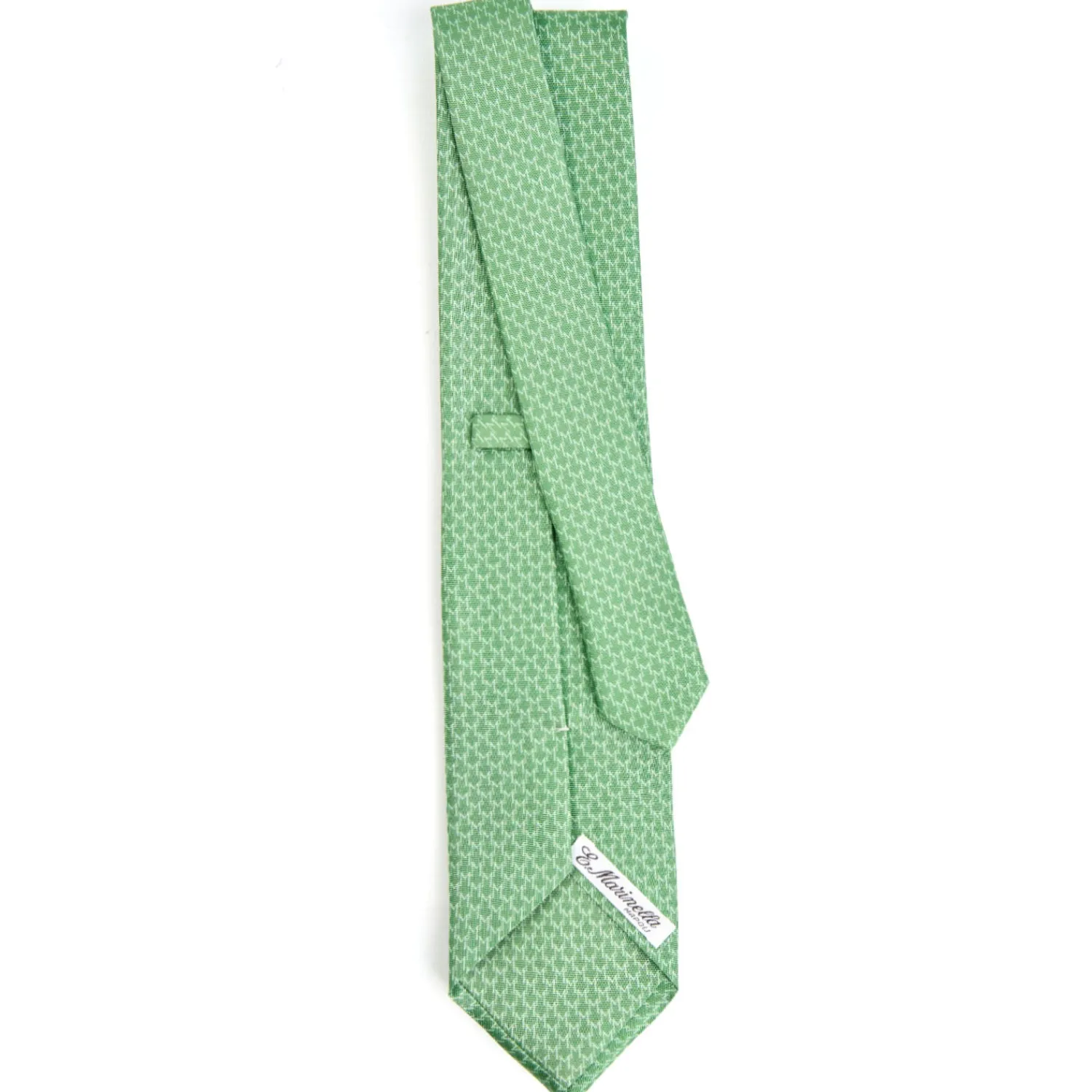 E.Marinella CRAVATTE|Cravatte In Seta Stampata|CRAVATTA SARTORIALE CLASSICA IN SETA VERDE Microfantasia m geometrica