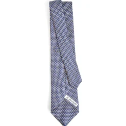 E.Marinella CRAVATTE|CRAVATTA SARTORIALE CLASSICA IN SETA BLU SCURO Microfantasia m geometrica