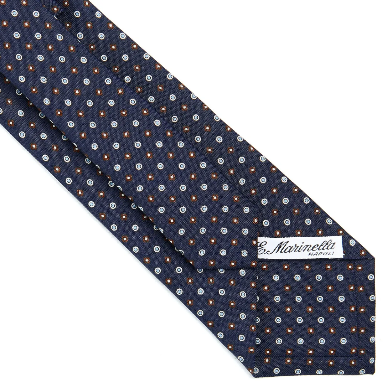 E.Marinella CRAVATTE|Cravatte In Seta Stampata|CRAVATTA SARTORIALE CLASSICA IN SETA BLU SCURO Microfantasia fiore
