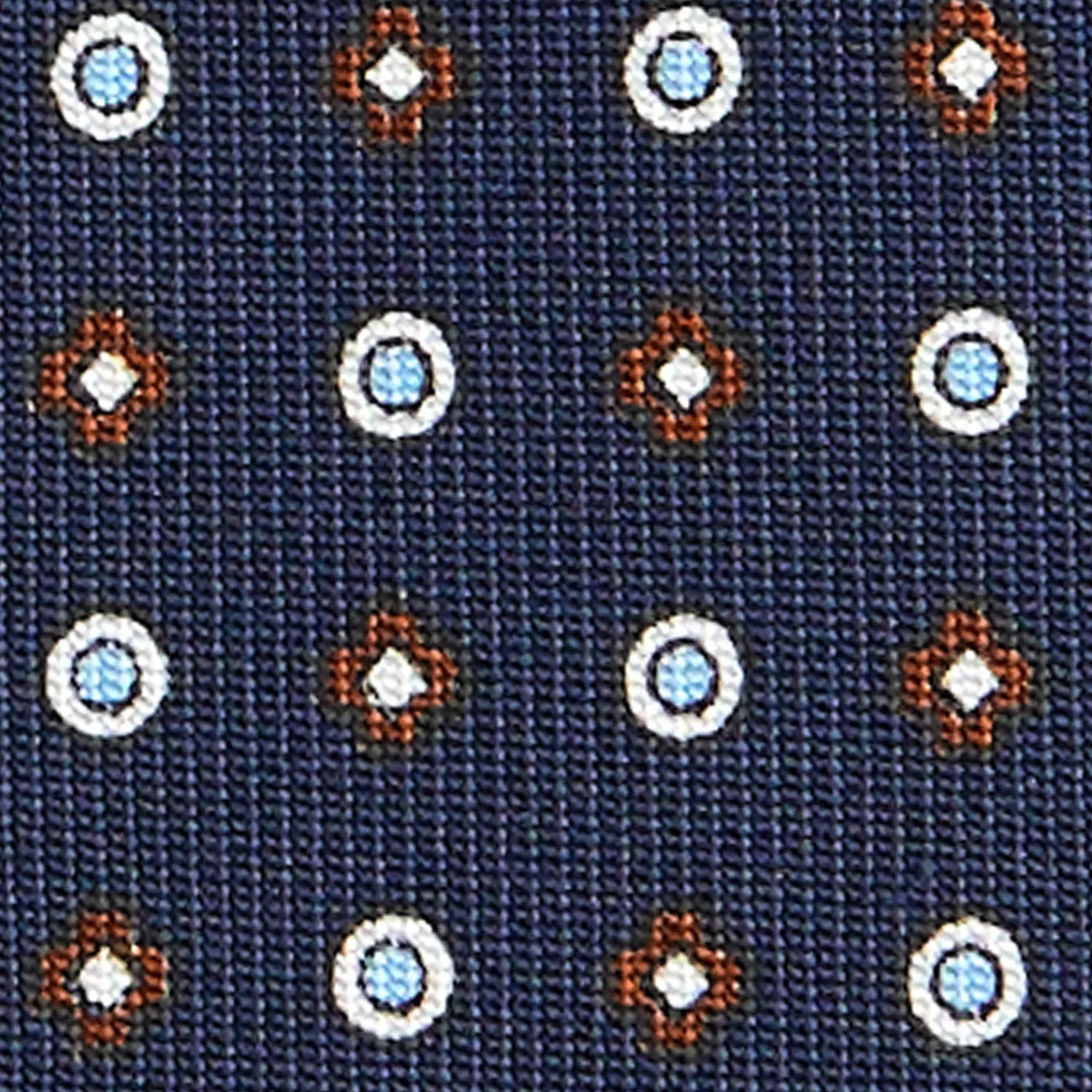 E.Marinella CRAVATTE|Cravatte In Seta Stampata|CRAVATTA SARTORIALE CLASSICA IN SETA BLU SCURO Microfantasia fiore