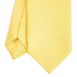 E.Marinella CRAVATTE|Cravatte In Seta Stampata|CRAVATTA SARTORIALE CLASSICA IN SETA GIALLA Microfantasia m geometrica