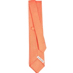 E.Marinella CRAVATTE|Cravatte In Seta Stampata|CRAVATTA SARTORIALE CLASSICA IN SETA ARANCIONE Microfantasia m geometrica