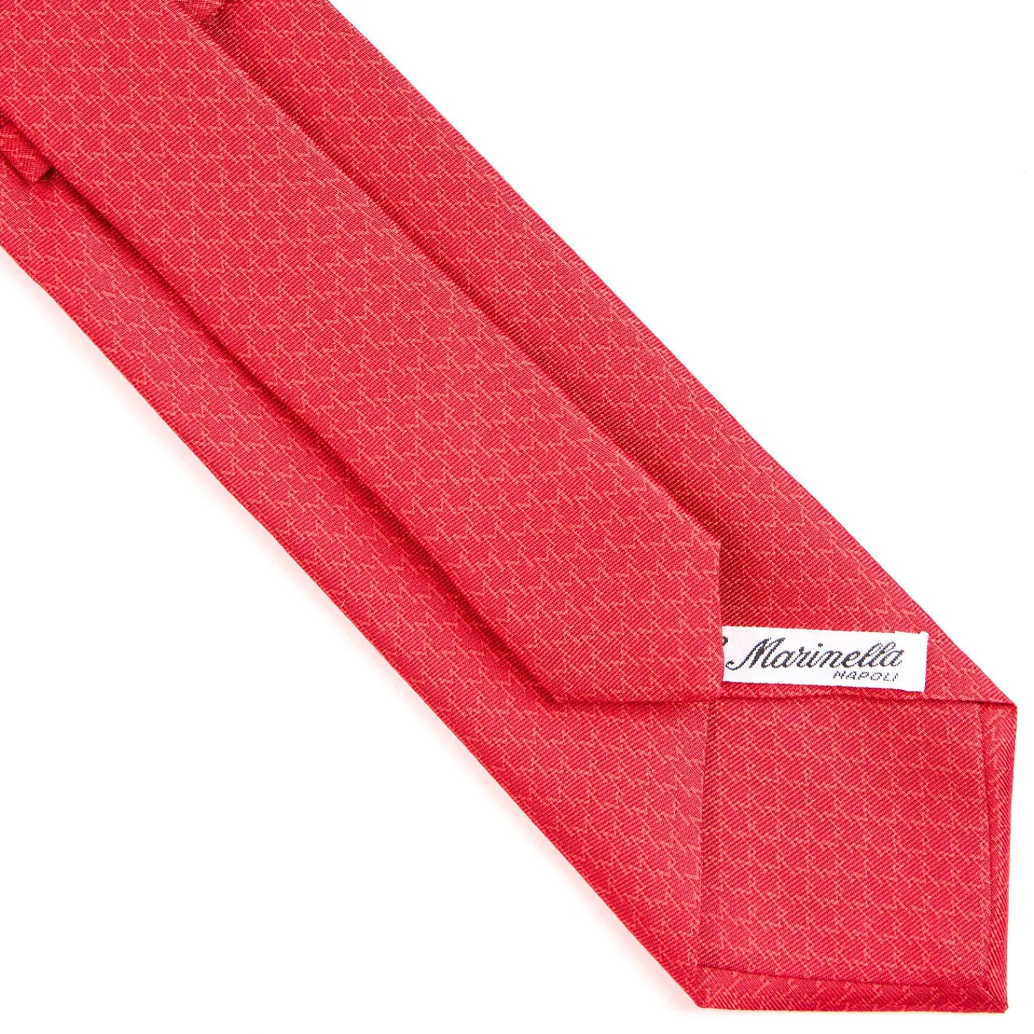 E.Marinella CRAVATTE|Cravatte In Seta Stampata|CRAVATTA SARTORIALE CLASSICA IN SETA ROSSA Microfantasia m geometrica