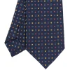 E.Marinella CRAVATTE|Cravatte In Seta Stampata|CRAVATTA SARTORIALE CLASSICA IN SETA BLU SCURO Microfantasia fiore