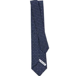 E.Marinella CRAVATTE|Cravatte In Seta Stampata|CRAVATTA SARTORIALE CLASSICA IN SETA BLU SCURO Microfantasia fiore