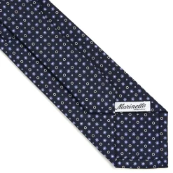 E.Marinella CRAVATTE|Cravatte In Seta Stampata|CRAVATTA SARTORIALE CLASSICA IN SETA BLU SCURO Microfantasia fiore