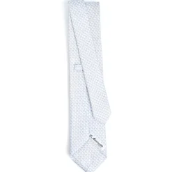 E.Marinella CRAVATTE|Cravatte In Seta Stampata|CRAVATTA SARTORIALE CLASSICA IN SETA BIANCA Microfantasia m geometrica
