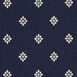 E.Marinella CRAVATTE|Cravatte In Seta Stampata|CRAVATTA SARTORIALE CLASSICA IN SETA BLU SCURO Microfantasia fiore