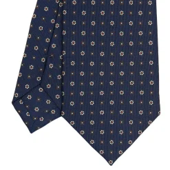 E.Marinella CRAVATTE|Cravatte In Seta Stampata|CRAVATTA SARTORIALE CLASSICA IN SETA BLU SCURO Microfantasia fiore