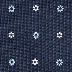 E.Marinella CRAVATTE|Cravatte In Seta Stampata|CRAVATTA SARTORIALE CLASSICA IN SETA BLU SCURO Microfantasia fiore