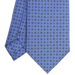 E.Marinella CRAVATTE|Cravatte In Seta Stampata|CRAVATTA SARTORIALE CLASSICA IN SETA AZZURRO POLVERE Microfantasia fiore