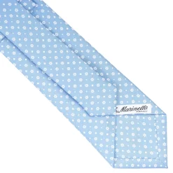 E.Marinella CRAVATTE|Cravatte In Seta Stampata|CRAVATTA SARTORIALE CLASSICA IN SETA AZZURRO Microfantasia fiore