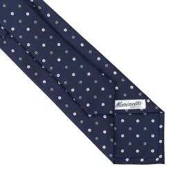 E.Marinella CRAVATTE|Cravatte In Seta Stampata|CRAVATTA SARTORIALE CLASSICA IN SETA BLU SCURO Microfantasia fiore