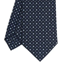E.Marinella CRAVATTE|Cravatte In Seta Stampata|CRAVATTA SARTORIALE CLASSICA IN SETA BLU SCURO Microfantasia fiore