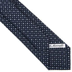 E.Marinella CRAVATTE|Cravatte In Seta Stampata|CRAVATTA SARTORIALE CLASSICA IN SETA BLU SCURO Microfantasia fiore