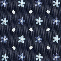 E.Marinella CRAVATTE|Cravatte In Seta Stampata|CRAVATTA SARTORIALE CLASSICA IN SETA BLU SCURO Microfantasia fiore