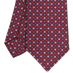 E.Marinella CRAVATTE|Cravatte In Seta Stampata|CRAVATTA SARTORIALE CLASSICA IN SETA BORDEAUX Microfantasia fiore