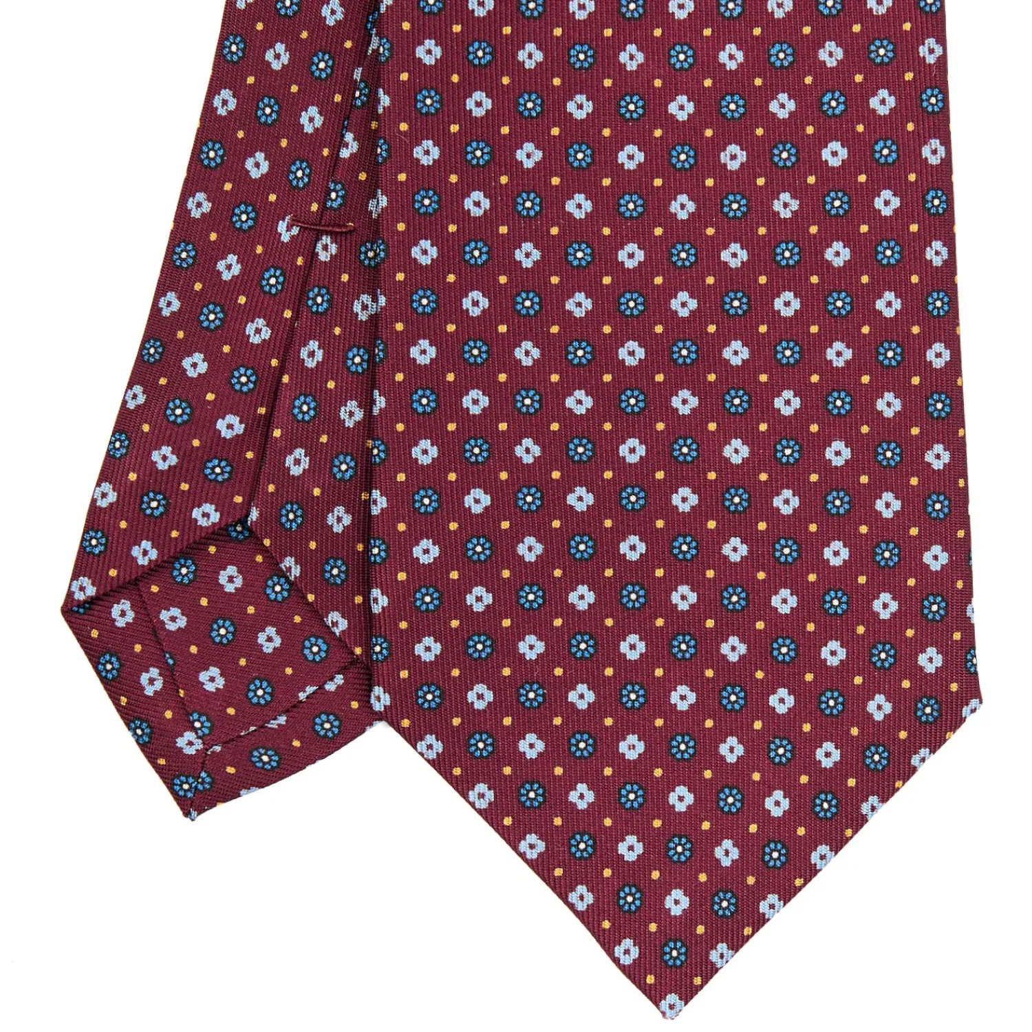E.Marinella CRAVATTE|Cravatte In Seta Stampata|CRAVATTA SARTORIALE CLASSICA IN SETA BORDEAUX Microfantasia fiore