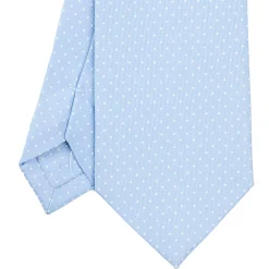 E.Marinella CRAVATTE|Cravatte In Seta Stampata|CRAVATTA SARTORIALE CLASSICA IN SETA AZZURRA Pois