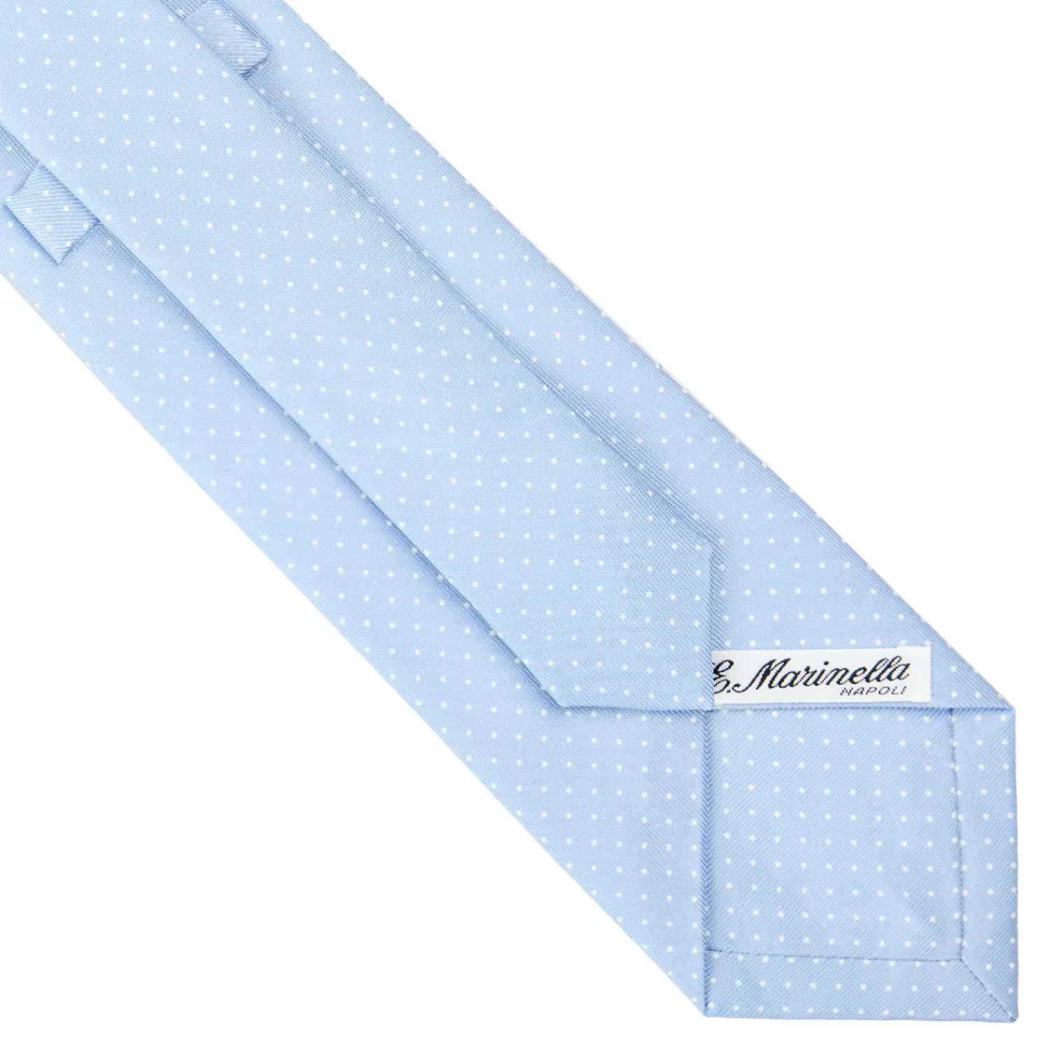 E.Marinella CRAVATTE|Cravatte In Seta Stampata|CRAVATTA SARTORIALE CLASSICA IN SETA AZZURRA Pois