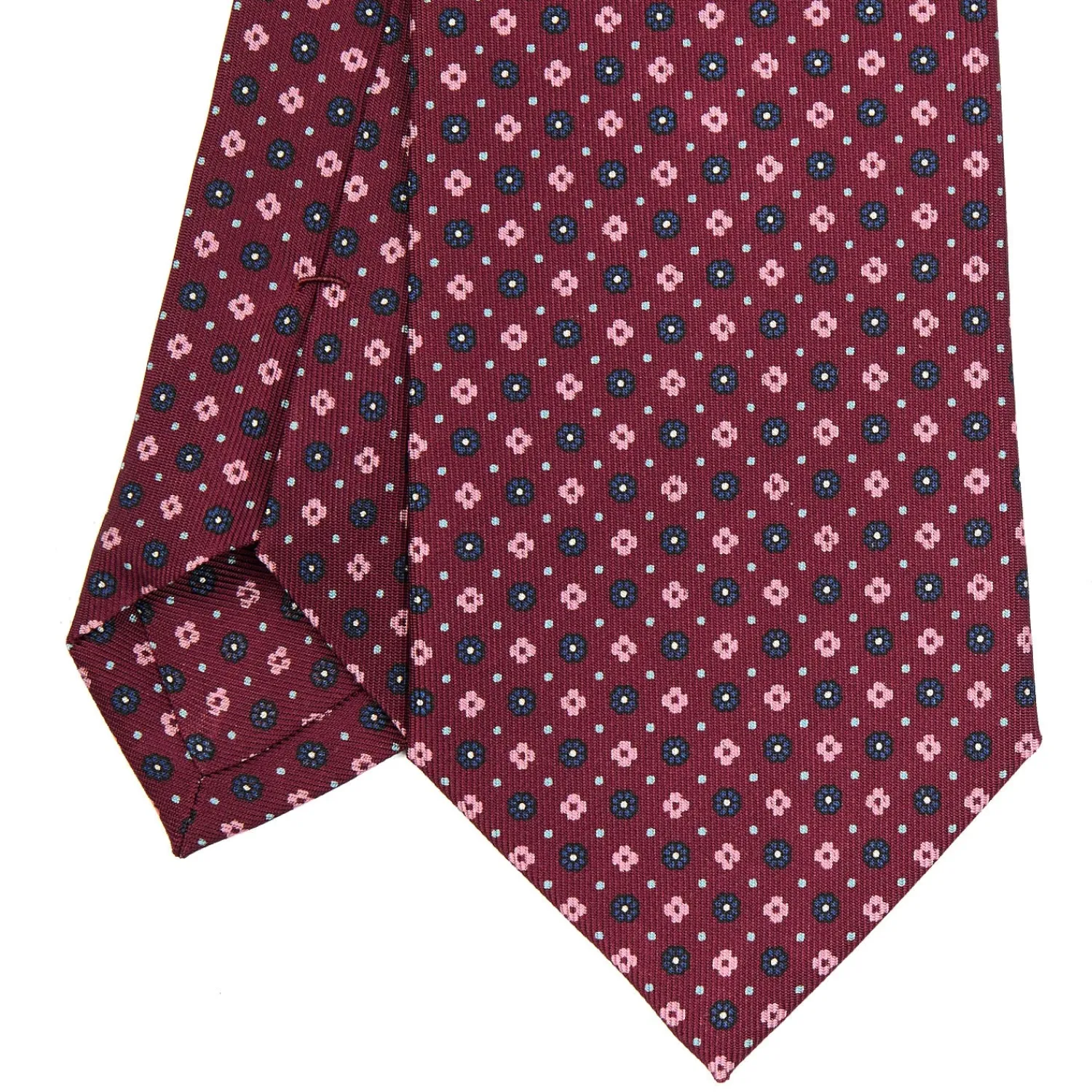 E.Marinella CRAVATTE|Cravatte In Seta Stampata|CRAVATTA SARTORIALE CLASSICA IN SETA BORDEAUX Microfantasia fiore