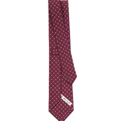 E.Marinella CRAVATTE|Cravatte In Seta Stampata|CRAVATTA SARTORIALE CLASSICA IN SETA BORDEAUX Microfantasia fiore