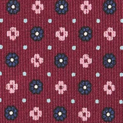 E.Marinella CRAVATTE|Cravatte In Seta Stampata|CRAVATTA SARTORIALE CLASSICA IN SETA BORDEAUX Microfantasia fiore