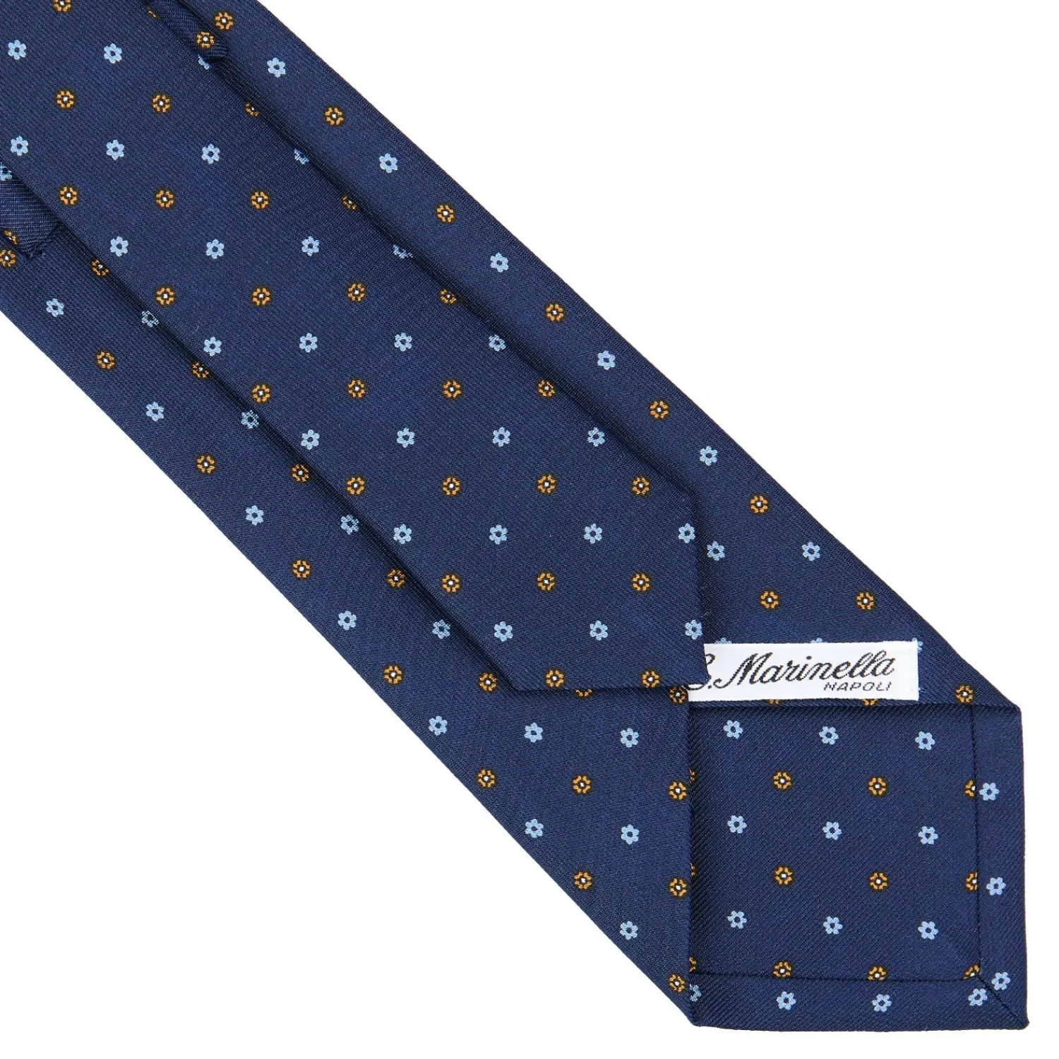 E.Marinella CRAVATTE|Cravatte In Seta Stampata|CRAVATTA SARTORIALE CLASSICA IN SETA BLU SCURO Microfantasia fiore