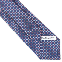 E.Marinella CRAVATTE|Cravatte In Seta Stampata|CRAVATTA SARTORIALE CLASSICA IN SETA BLU Microfantasia fiore
