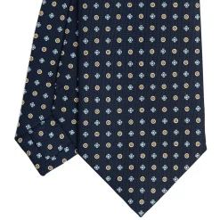 E.Marinella CRAVATTE|Cravatte In Seta Stampata|CRAVATTA SARTORIALE CLASSICA IN SETA BLU SCURO Microfantasia fiore
