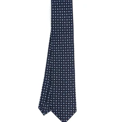 E.Marinella CRAVATTE|Cravatte In Seta Stampata|CRAVATTA SARTORIALE CLASSICA IN SETA BLU SCURO Microfantasia fiore