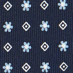 E.Marinella CRAVATTE|Cravatte In Seta Stampata|CRAVATTA SARTORIALE CLASSICA IN SETA BLU SCURO Microfantasia fiore