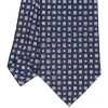 E.Marinella CRAVATTE|Cravatte In Seta Stampata|CRAVATTA SARTORIALE CLASSICA IN SETA BLU SCURO Microfantasia fiore