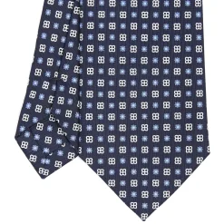 E.Marinella CRAVATTE|Cravatte In Seta Stampata|CRAVATTA SARTORIALE CLASSICA IN SETA BLU SCURO Microfantasia fiore