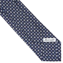 E.Marinella CRAVATTE|Cravatte In Seta Stampata|CRAVATTA SARTORIALE CLASSICA IN SETA BLU SCURO Microfantasia fiore