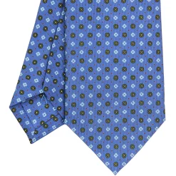 E.Marinella CRAVATTE|Cravatte In Seta Stampata|CRAVATTA SARTORIALE CLASSICA IN SETA AZZURRO POLVERE Microfantasia fiore