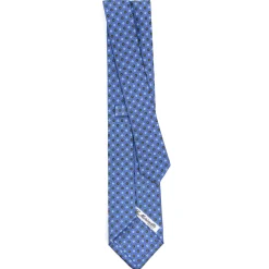 E.Marinella CRAVATTE|Cravatte In Seta Stampata|CRAVATTA SARTORIALE CLASSICA IN SETA AZZURRO POLVERE Microfantasia fiore
