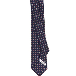 E.Marinella CRAVATTE|Cravatte In Seta Stampata|CRAVATTA SARTORIALE CLASSICA IN SETA BLU SCURO Microfantasia fiore