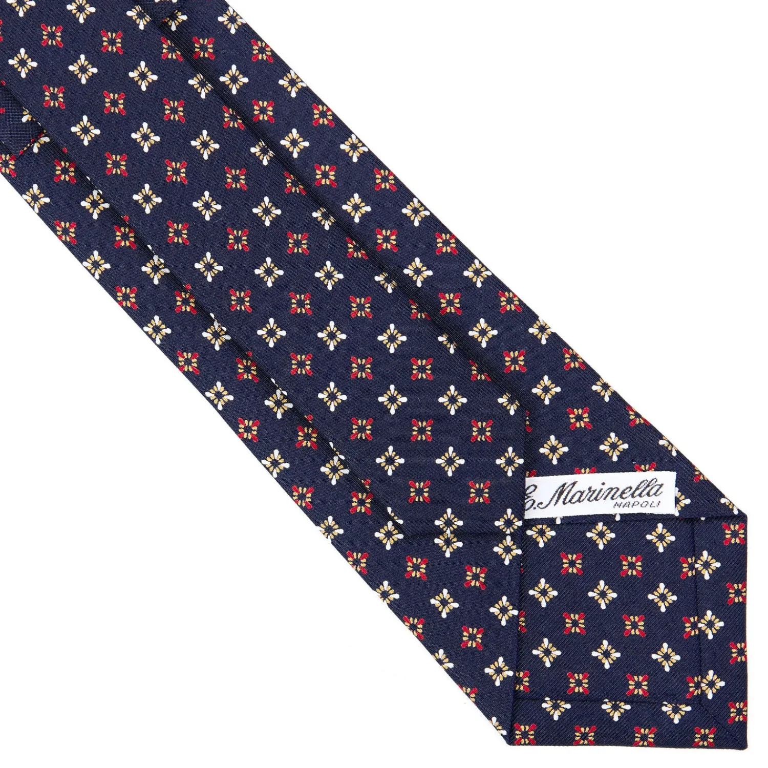 E.Marinella CRAVATTE|Cravatte In Seta Stampata|CRAVATTA SARTORIALE CLASSICA IN SETA BLU SCURO Microfantasia fiore